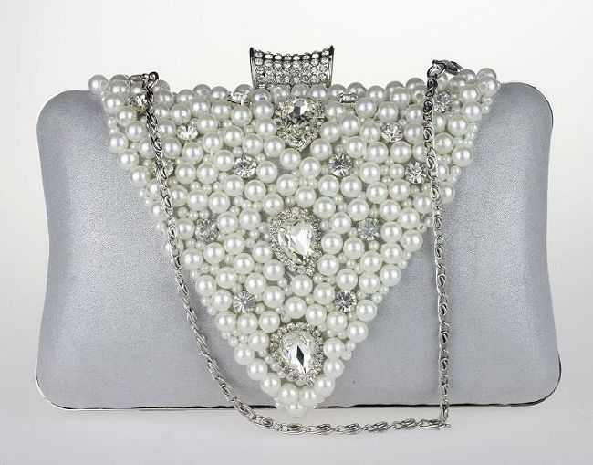Pearl Rhinestone Cheongsam Dress Garment One Hand Shoulder Bags