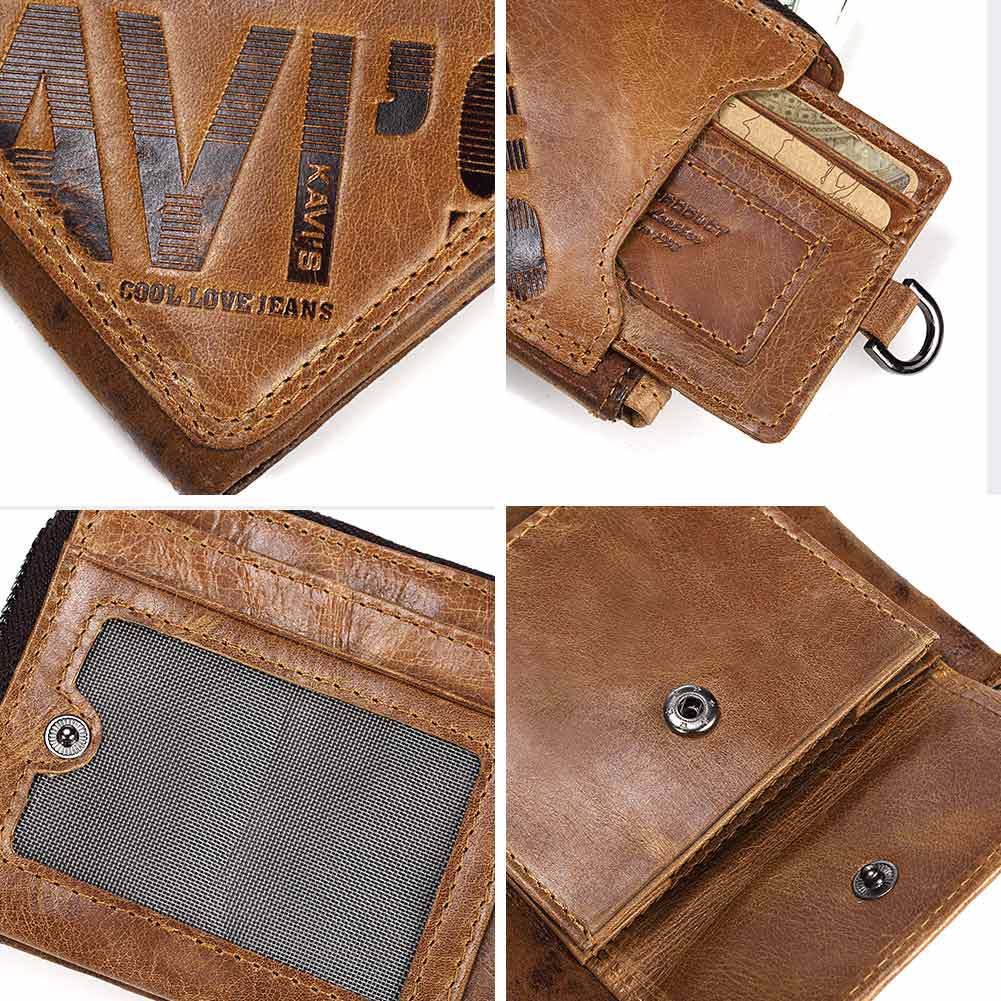Women's & Men's & Genuine Cowhide Short Fashion Zipper Men's Wallets