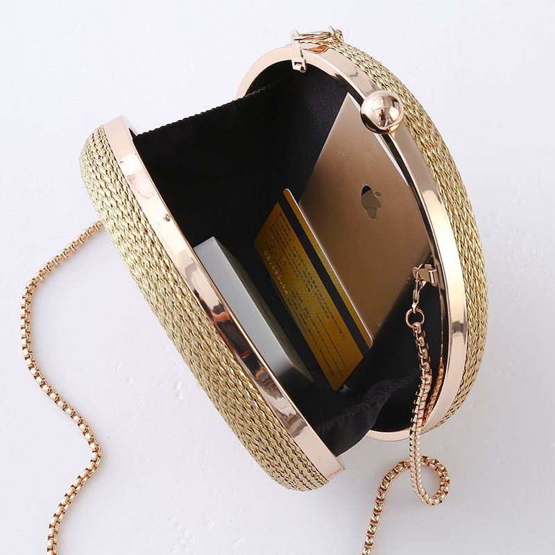 Women's Woven Round Banquet Yan Dinner Chain Bags