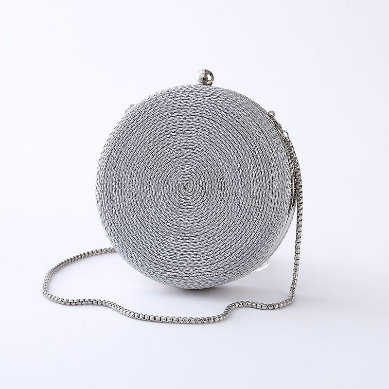 Women's Woven Round Banquet Yan Dinner Chain Bags