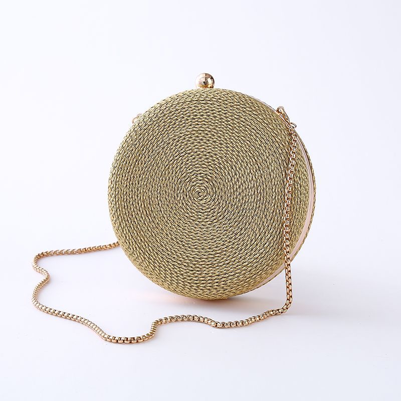 Women's Woven Round Banquet Yan Dinner Chain Bags
