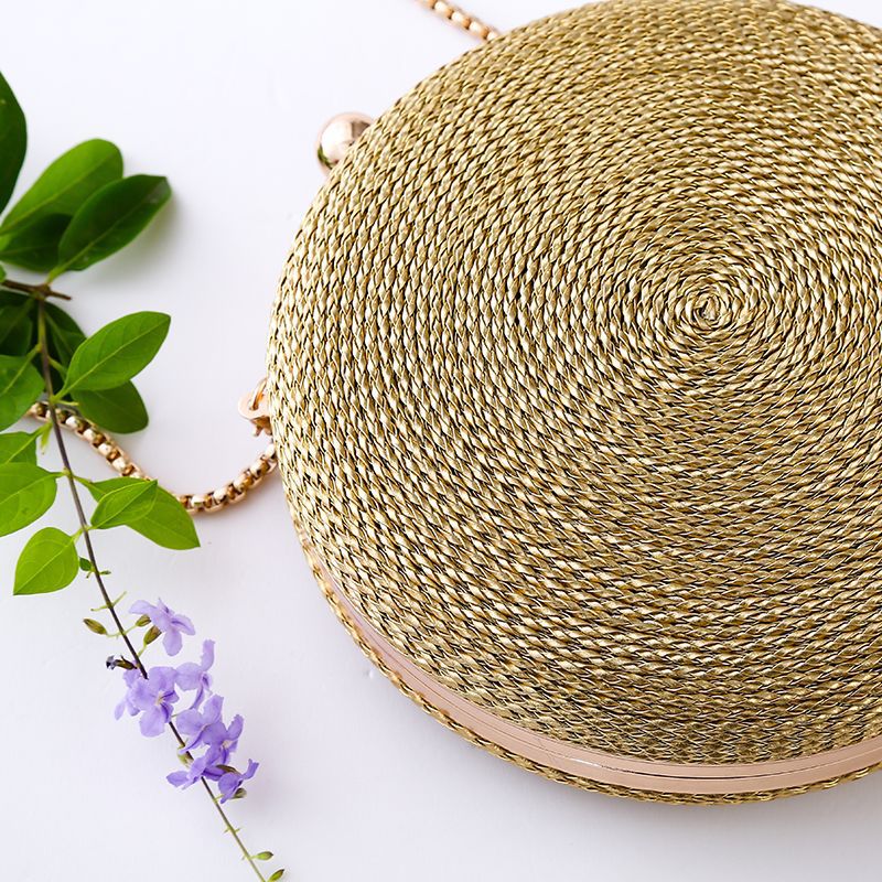Women's Woven Round Banquet Yan Dinner Chain Bags