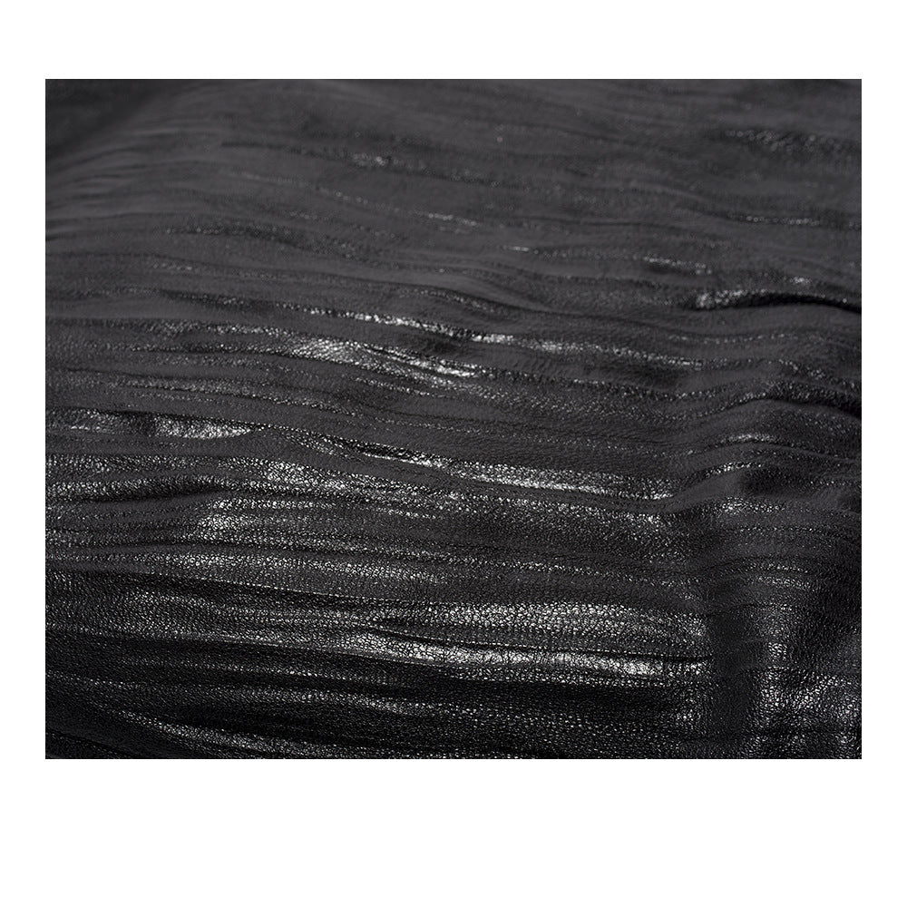 Women's Niche Personality Pleated Sheepskin Vintage Black Crossbody Bags