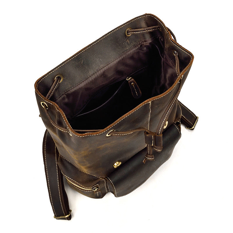 Men's Horse Leather Vintage Genuine Flip First Backpacks