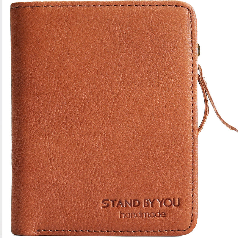 Men's Leather Retro Vertical First Layer Cowhide Green Men's Wallets