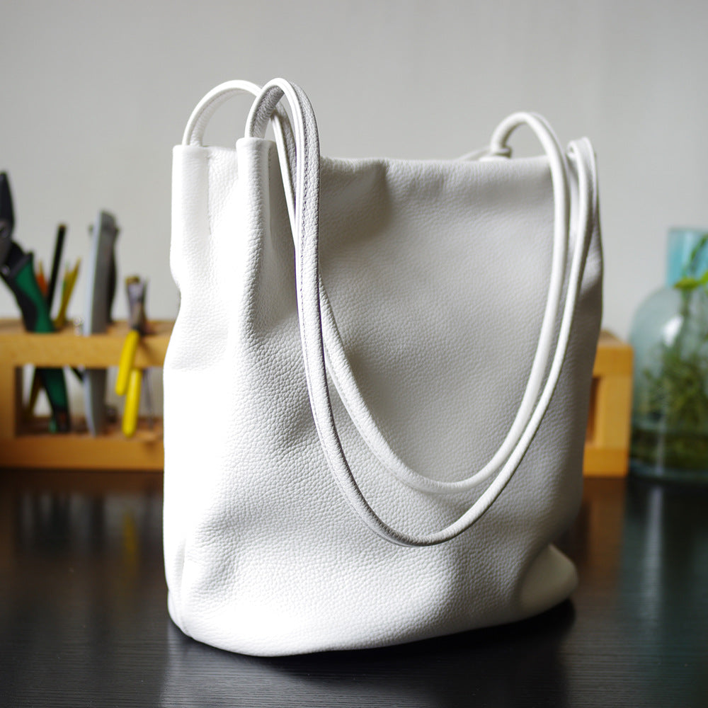 Women's Genuine Leather Large Capacity Soft Vertical Shoulder Bags