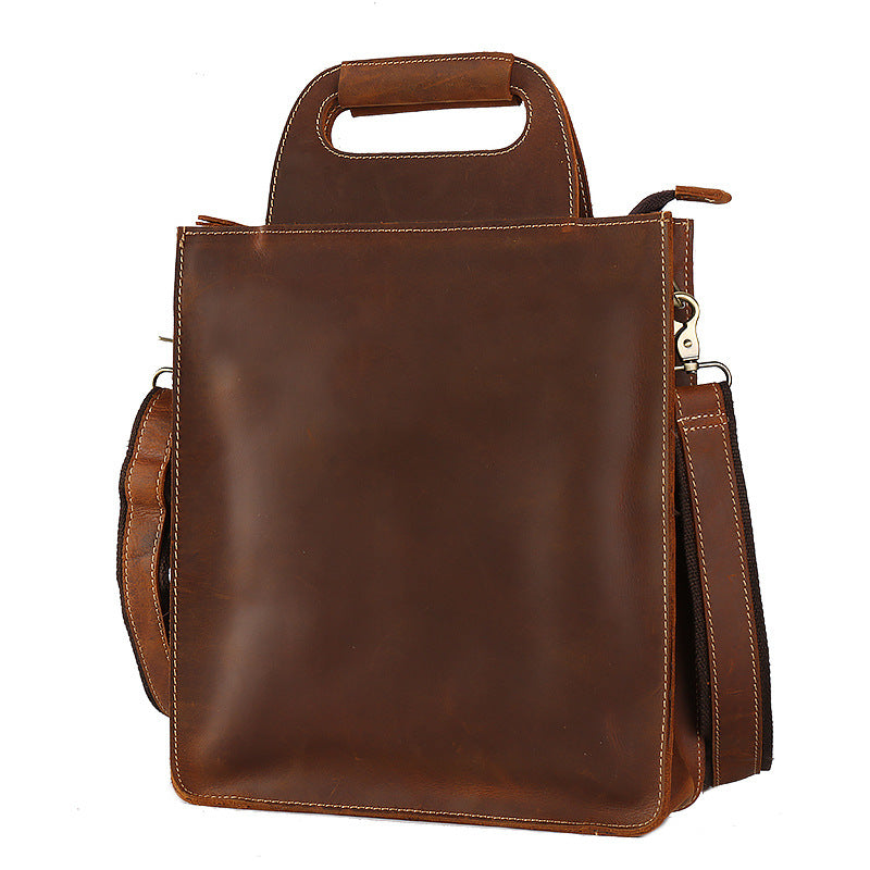 Men's Mattes Leather Retro Simple Handmade First Men's Handbags