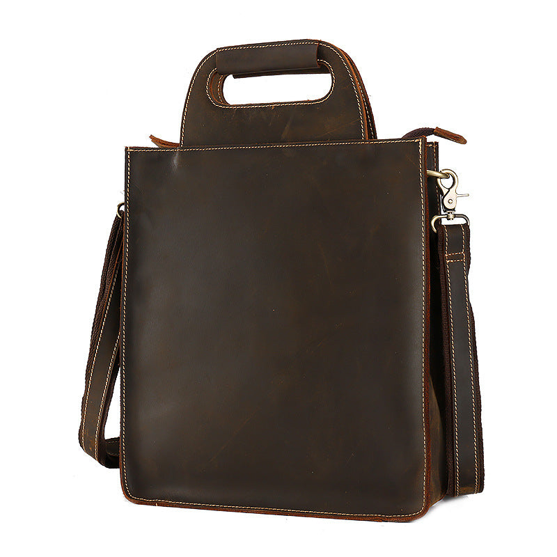 Men's Mattes Leather Retro Simple Handmade First Men's Handbags
