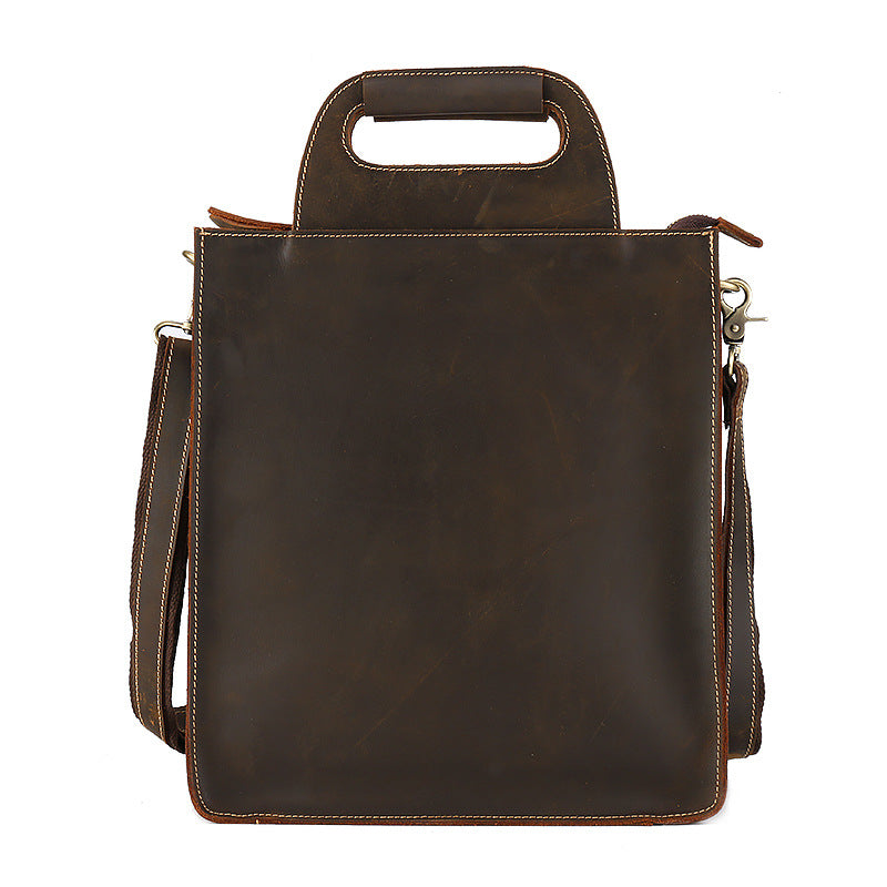 Men's Mattes Leather Retro Simple Handmade First Men's Handbags