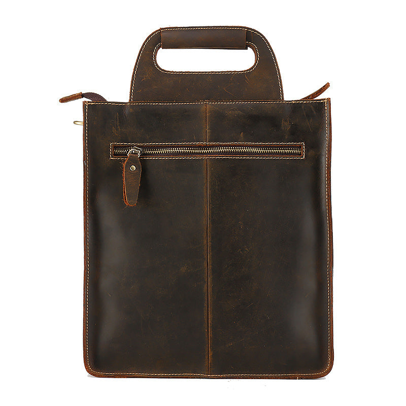 Men's Mattes Leather Retro Simple Handmade First Men's Handbags