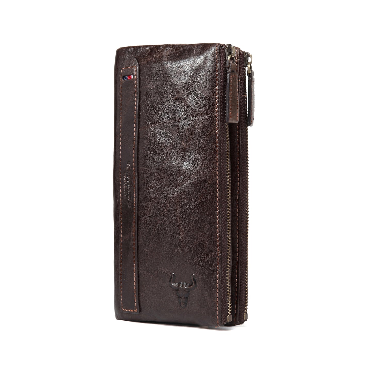 Women's & Men's & Famous Craftsman Leather Long Genuine Double Zipper First Layer Men's Wallets