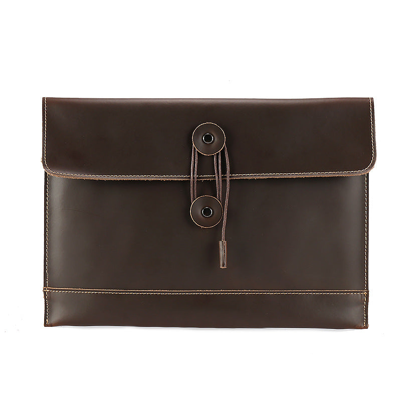 Men's Horse Leather Cattle Genuine File Inch Computer Bags