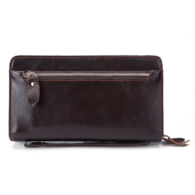 Men's Retro Business Long Oil Wax Leather Men's Wallets