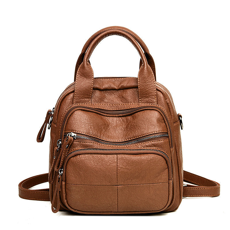 Women's Soft Leather Multipurpose Large Capacity Double Shoulder Bags