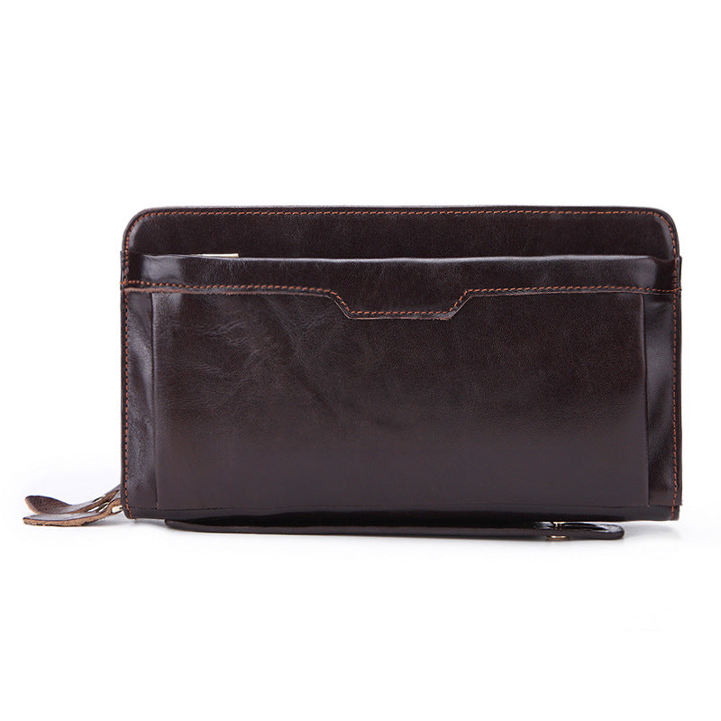 Men's Retro Business Long Oil Wax Leather Men's Wallets