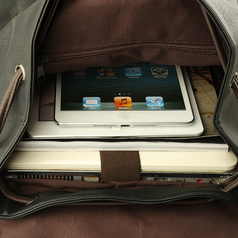 Men's Korean Fashion Leather Business Computer Backpacks