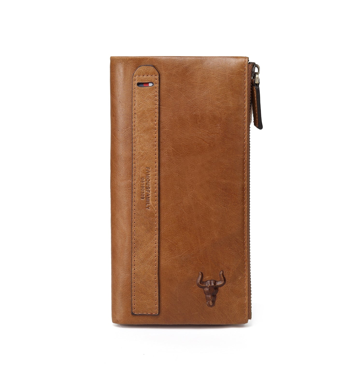 Women's & Men's & Famous Craftsman Leather Long Genuine Double Zipper First Layer Men's Wallets