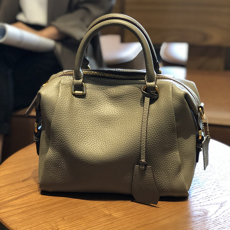 Women's & Men's Spring Genuine Leather Fashion First Layer Cowhide Boston Handbags