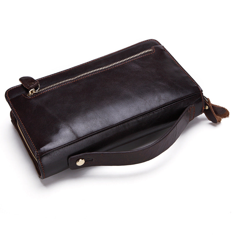 Men's Retro Business Long Oil Wax Leather Men's Wallets