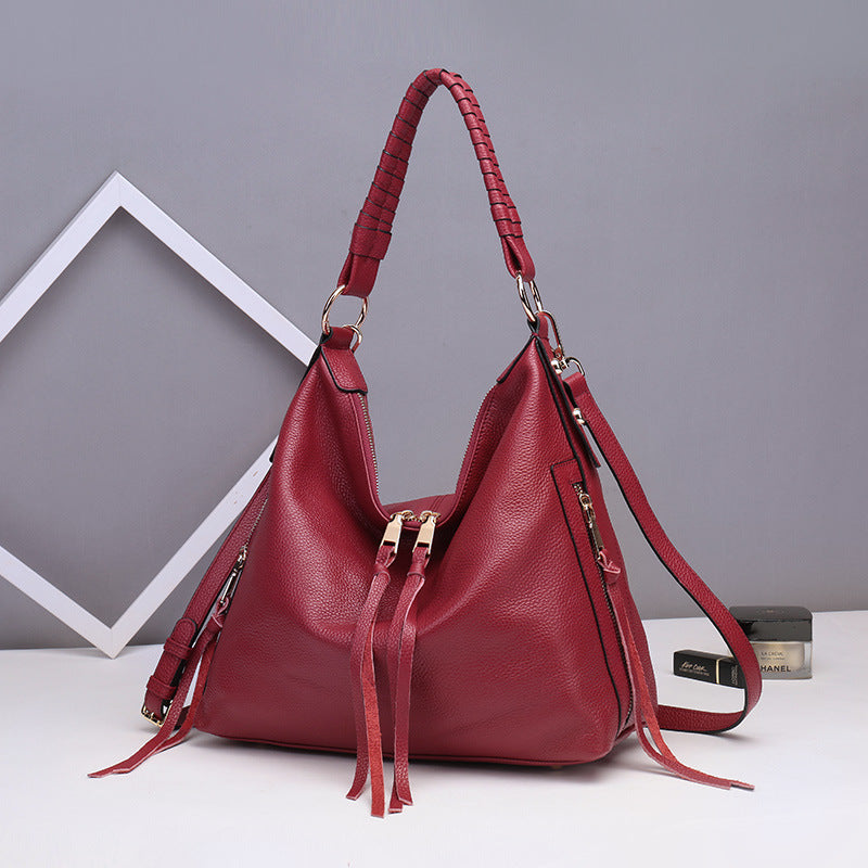 Durable Women's Handmade Braided Leather Mother Shoulder Bags