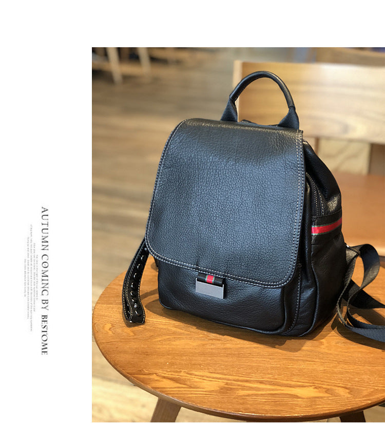 Women's Trendy First Layer Cattlehide Leather Fashion Backpacks