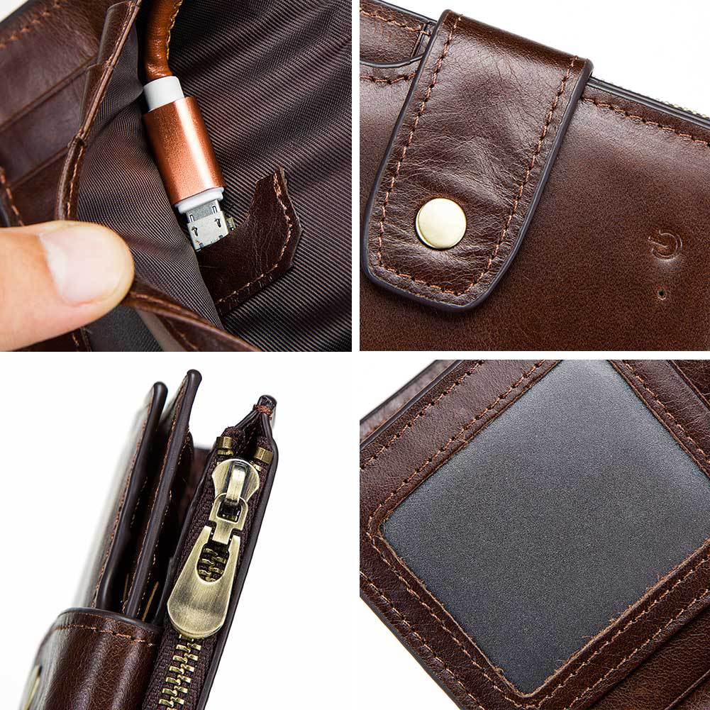 Men's Smart Swiping Connection Multifunctional Leather Men's Wallets