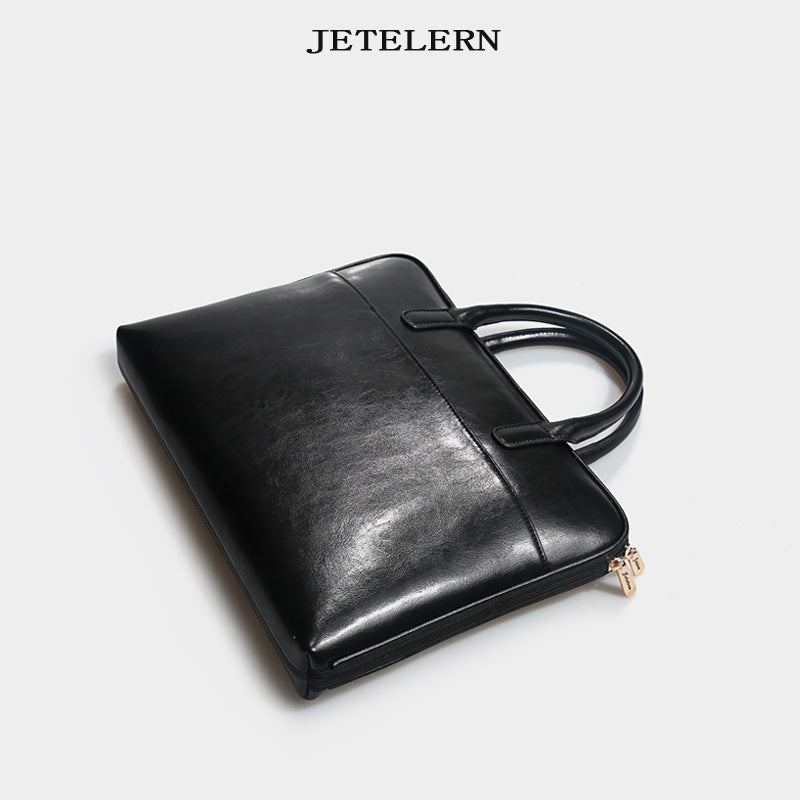 Women's Cattlehide Leather Computer Professional Commute Simple Handbags