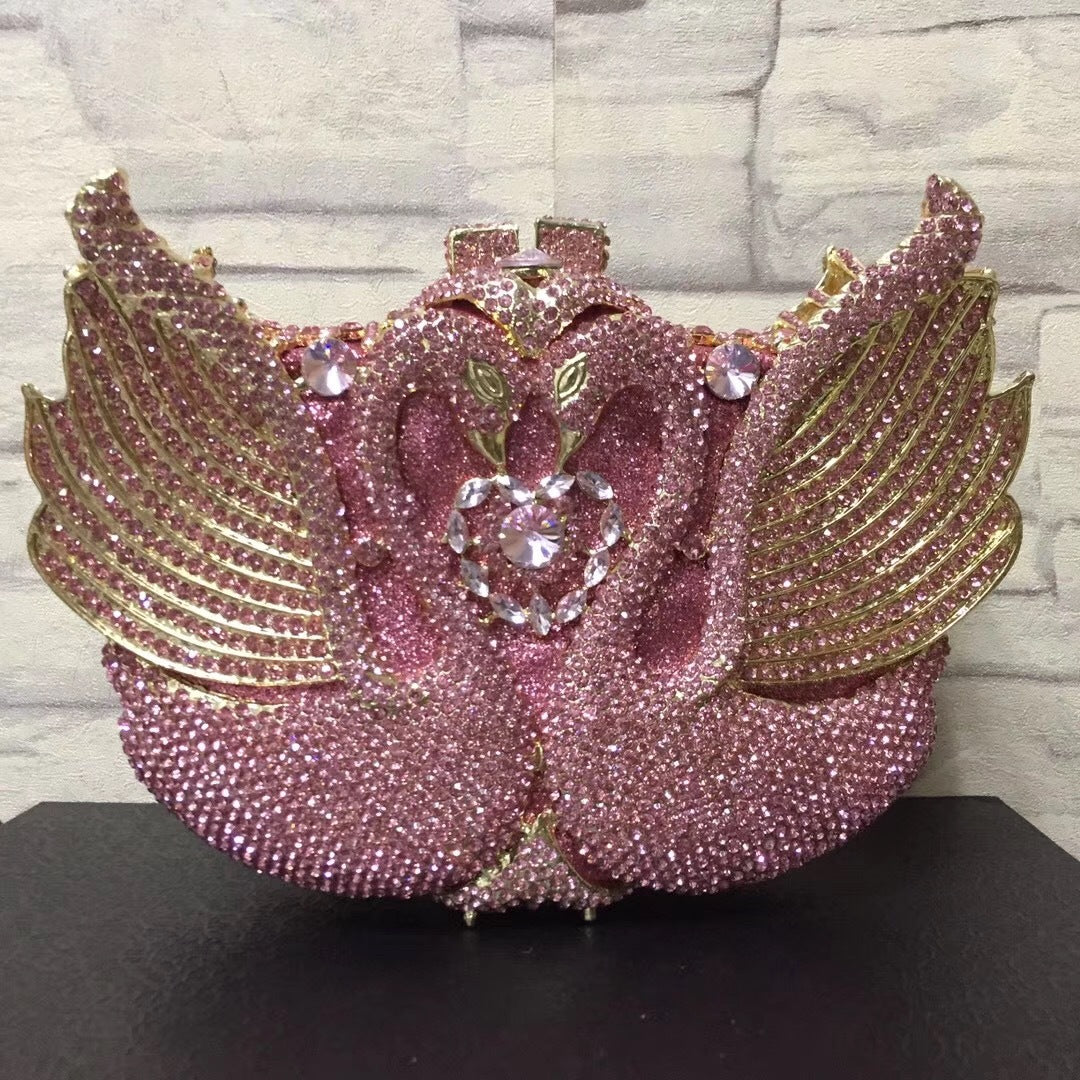 Women's Swan Diamond Banquet Dress Over Large Evening Bags