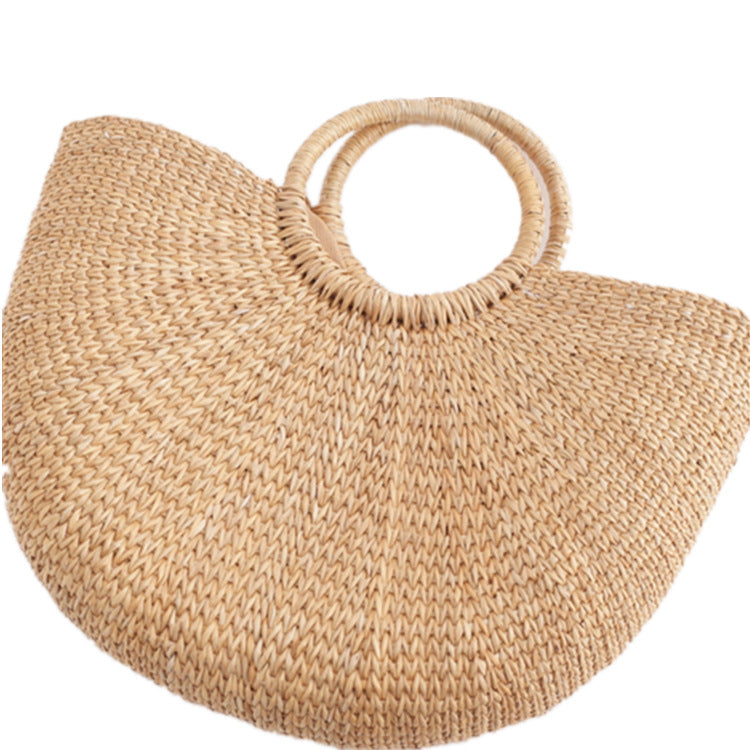 Women's Hand-woven Straw Semicircle Beach Vacation Handbags