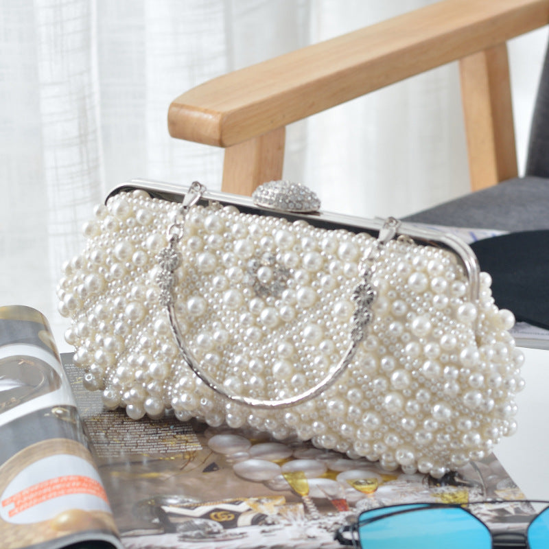 Women's Sweet Style Mushroom-shaped Haircut Pearl Banquet Clutch Handbags