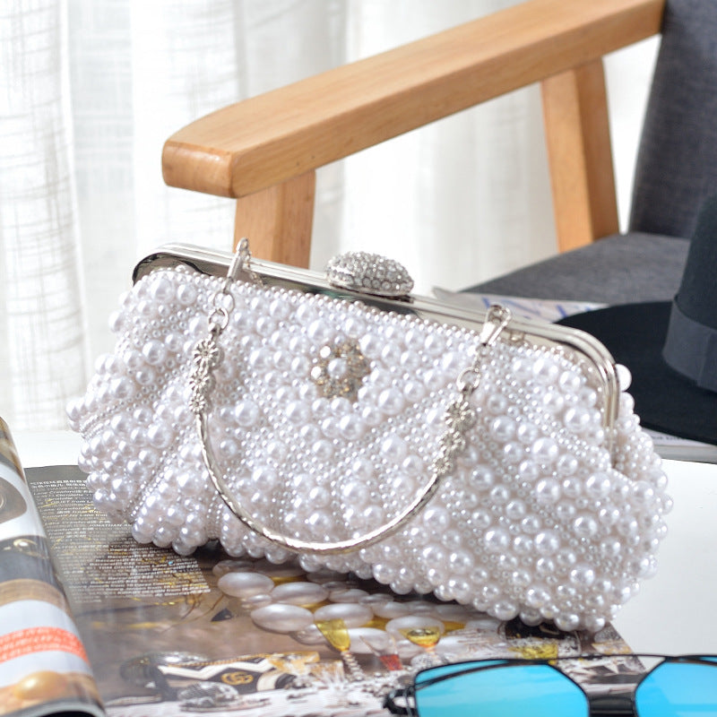 Women's Sweet Style Mushroom-shaped Haircut Pearl Banquet Clutch Handbags