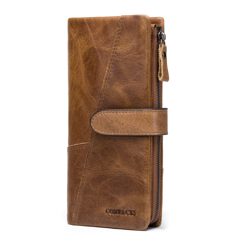 Men's Black Angel Fashion Long Patchwork Cowhide Men's Wallets