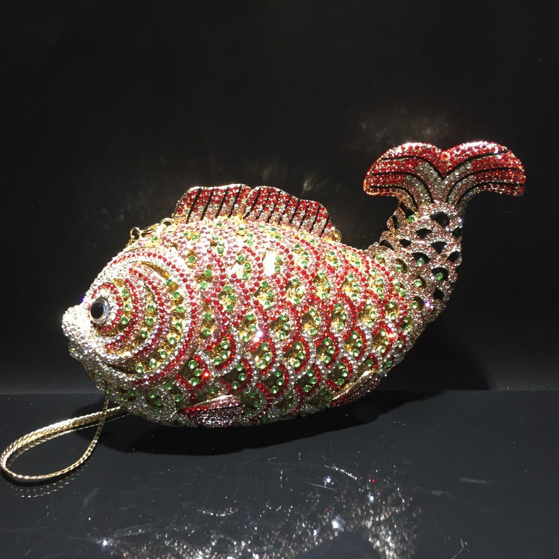 Women's Goldfish Rhinestone Hollow Metal Crystal Dinner Evening Bags