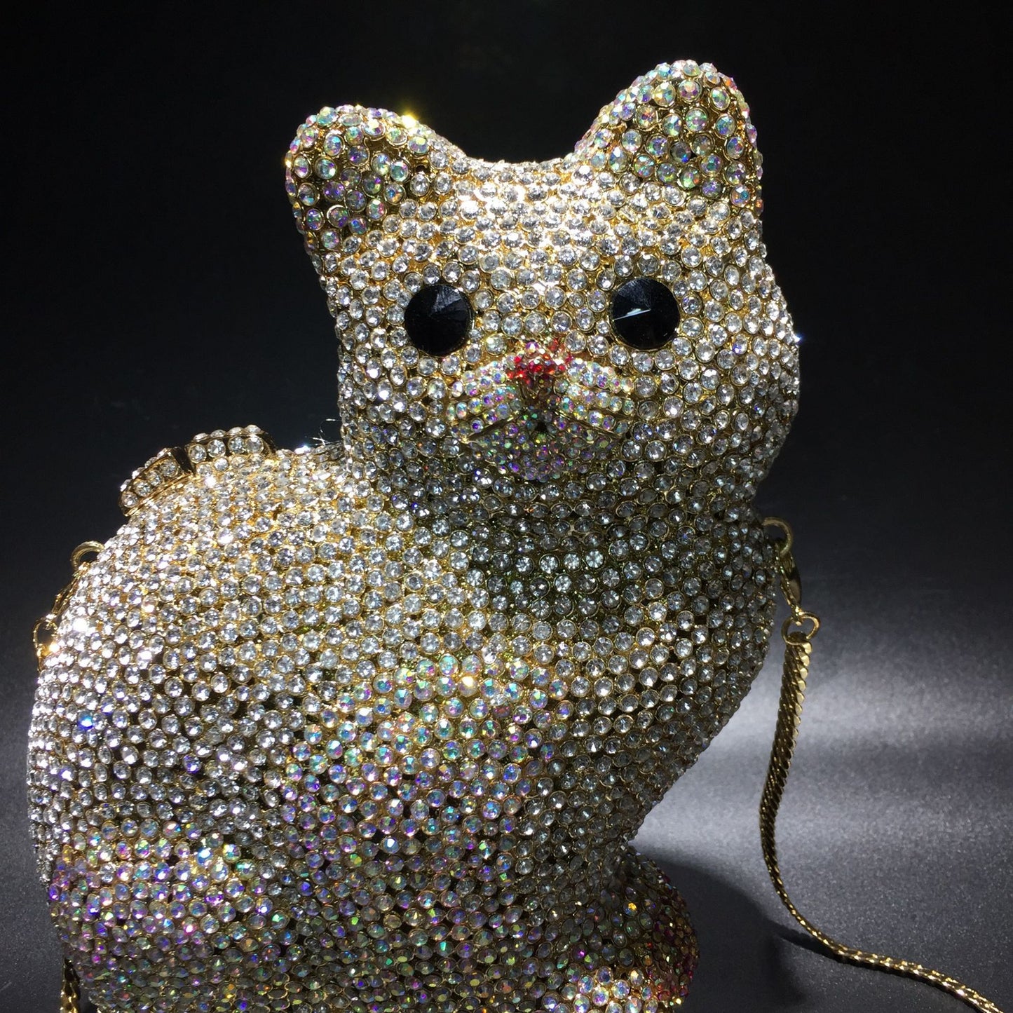 Women's Kitty Rhinestone Hollow Metal Crystal Dinner Evening Bags