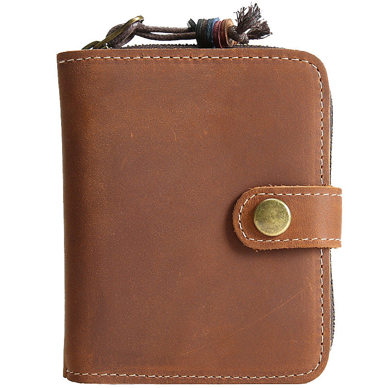 Men's Handmade Retro Short Genuine Leather Cowhide Men's Wallets