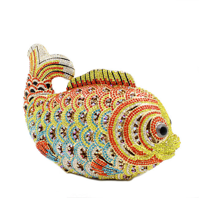 Women's Goldfish Rhinestone Hollow Metal Crystal Dinner Evening Bags