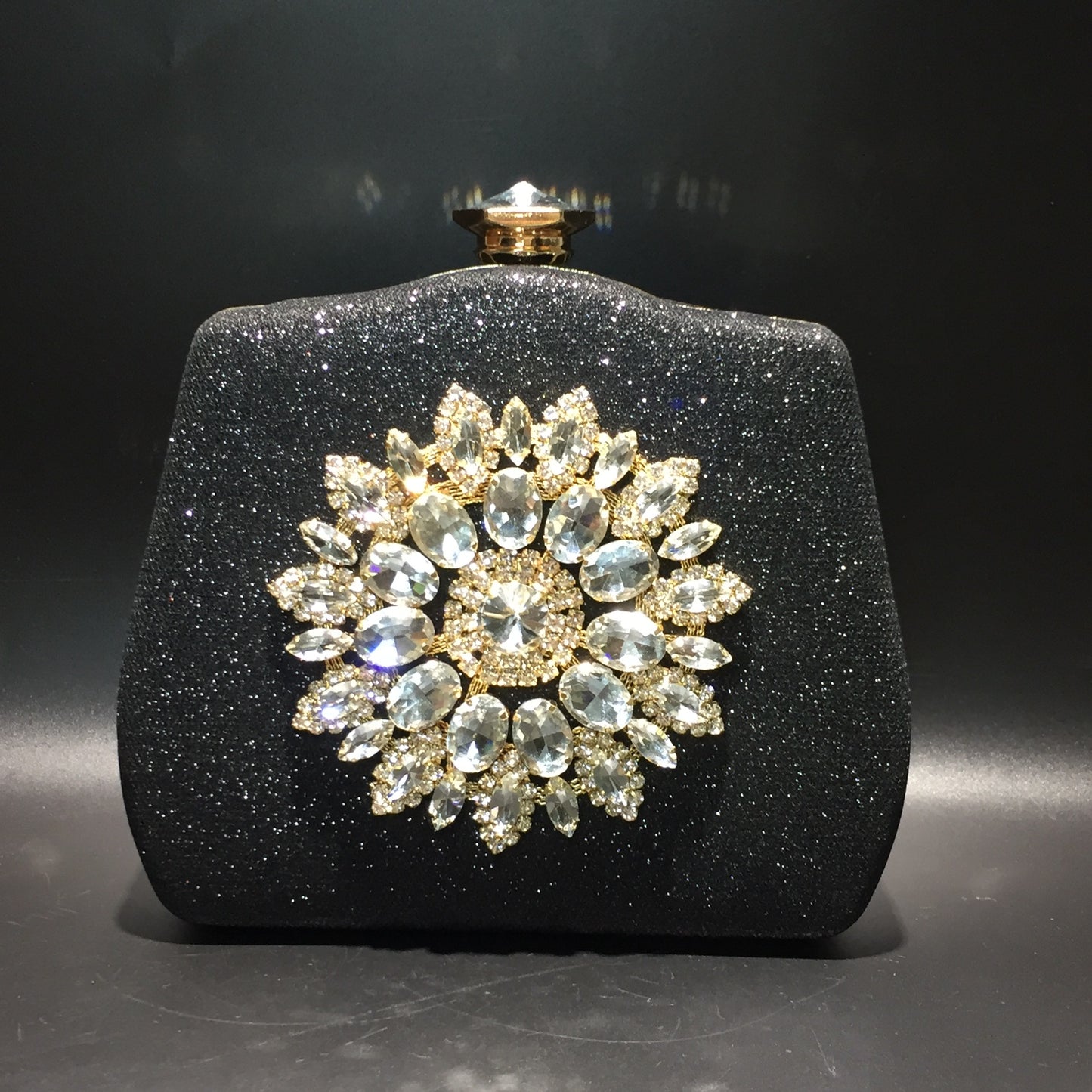 Women's Diamond Sunflower Ornament Banquet Bridal Leather Evening Bags