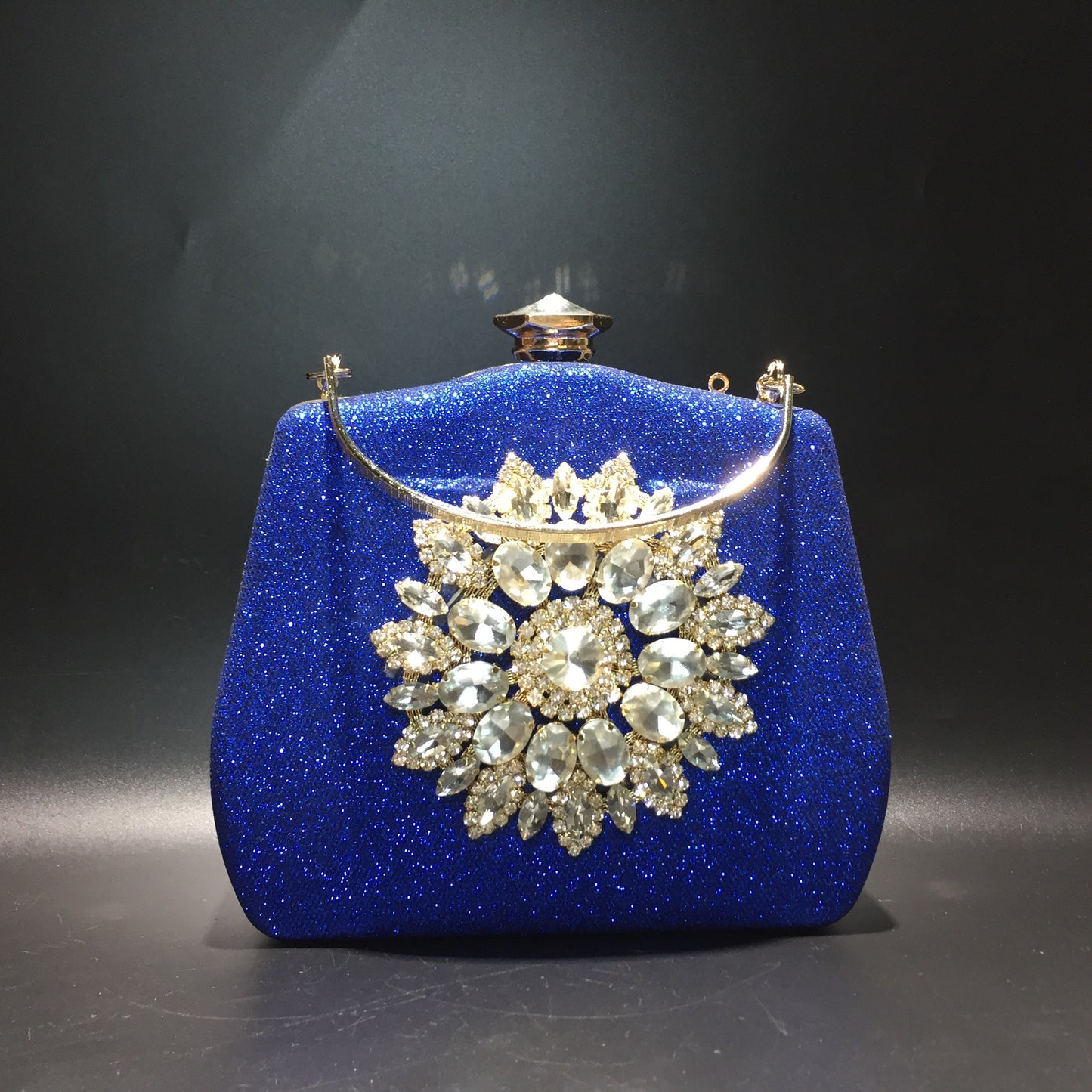 Women's Diamond Sunflower Ornament Banquet Bridal Leather Evening Bags