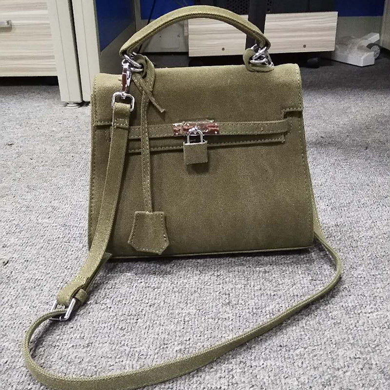 Women's Fashion Vintage Army Green Retro Portable Kelly Shoulder Bags