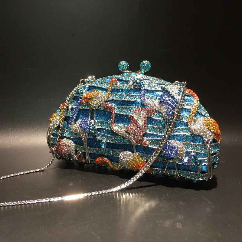 Strictly Selected Blue Lake Flamingo Diamond Evening Bags