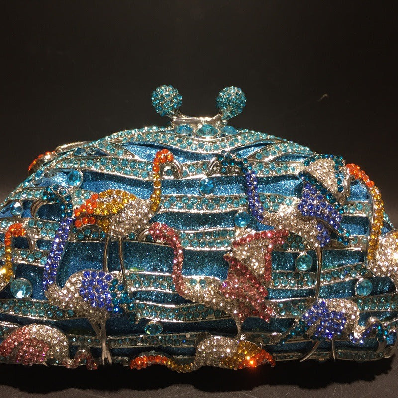 Strictly Selected Blue Lake Flamingo Diamond Evening Bags