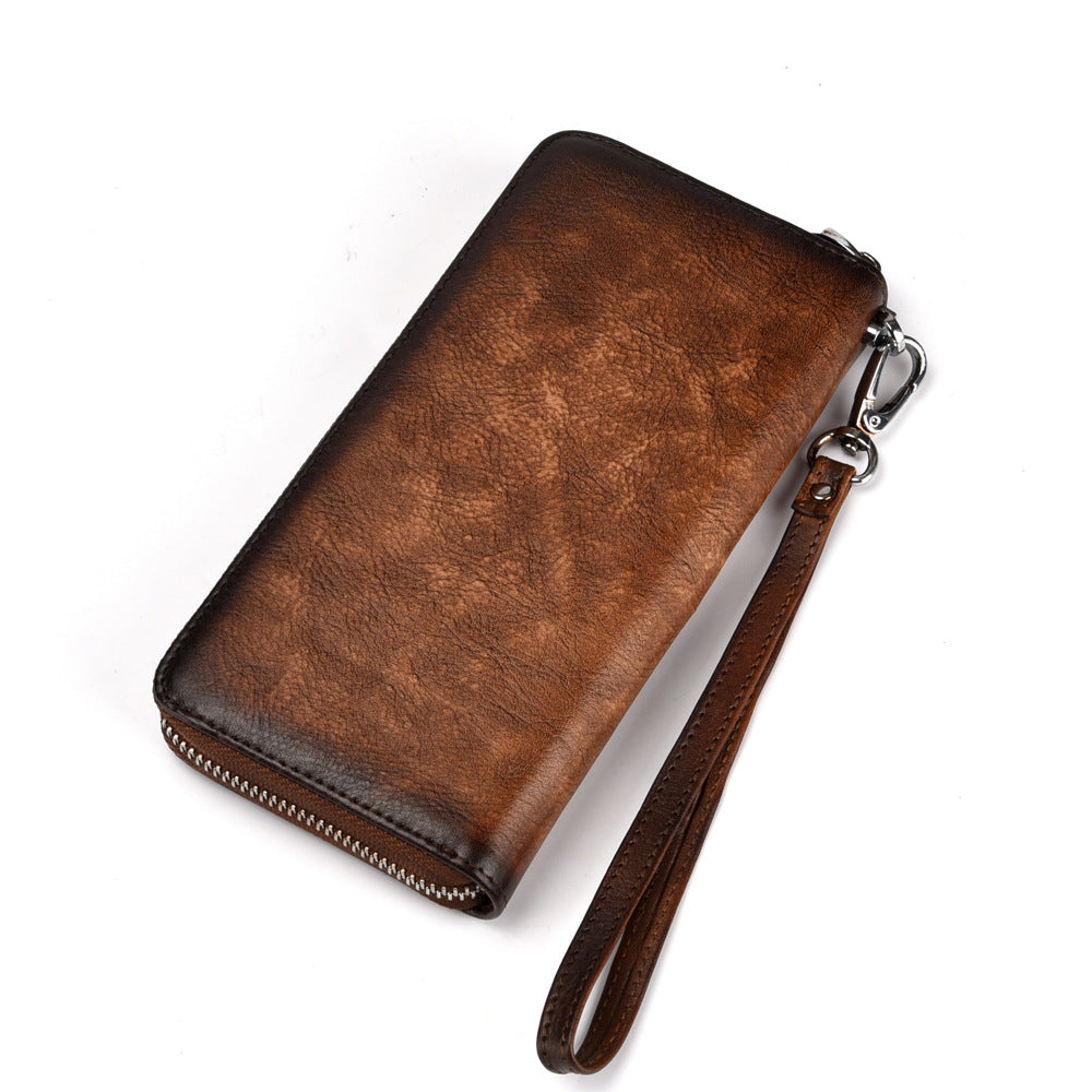 Leather Zipper Genuine Cattlehide Surface Hand-rub Ladies Wallets