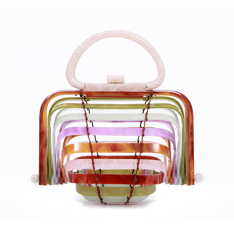 Vacation Beach Acrylic Basket Hollow Folding Evening Bags