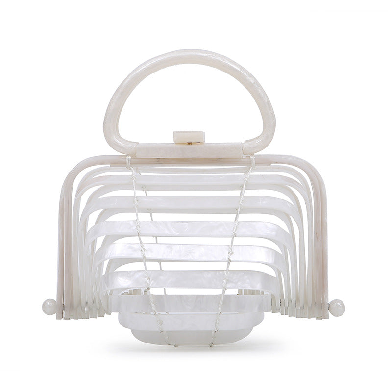 Vacation Beach Acrylic Basket Hollow Folding Evening Bags