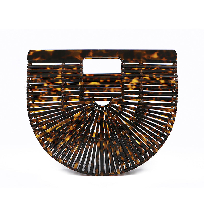 Women's Acrylic Hand-knitted Creative Basket Clutch Striped Evening Bags