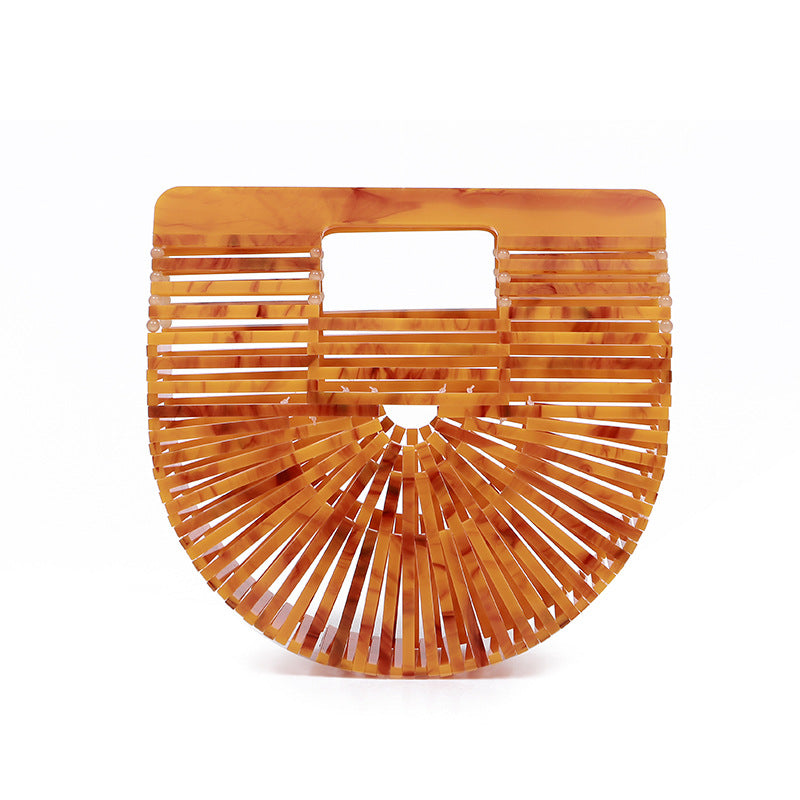 Women's Acrylic Hand-knitted Creative Basket Clutch Striped Evening Bags