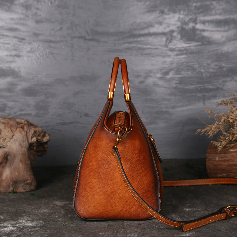 Women's Totem Embossed Leather First Layer Cowhide Handbags