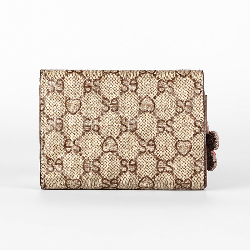 Women's Short Leather Simple Folding Printed Cowhide Ladies Wallets