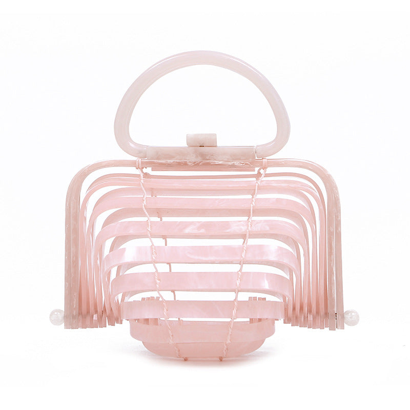 Vacation Beach Acrylic Basket Hollow Folding Evening Bags