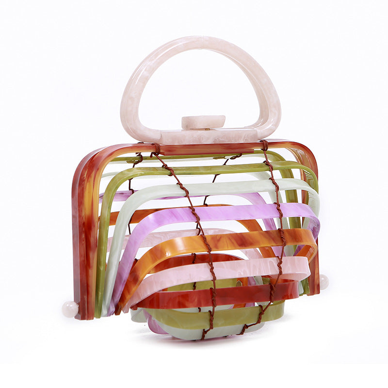 Vacation Beach Acrylic Basket Hollow Folding Evening Bags